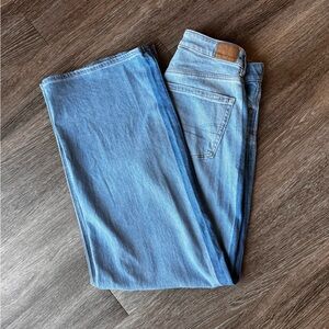 Two-Tone Baggy Wide Leg Light Blue Jeans